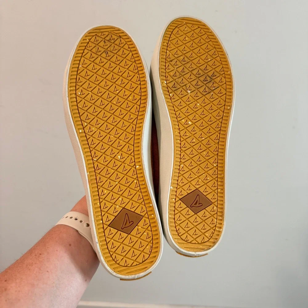 Sperry SeaCycled Crest Vibe Mustard Yellow Canvas Sneakers Womens 9.5